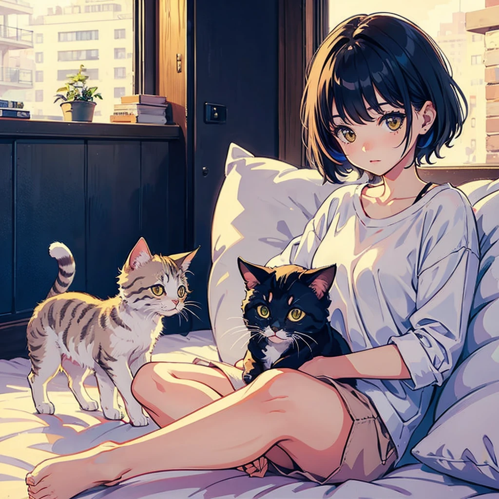 cute cat, kitten, art style 