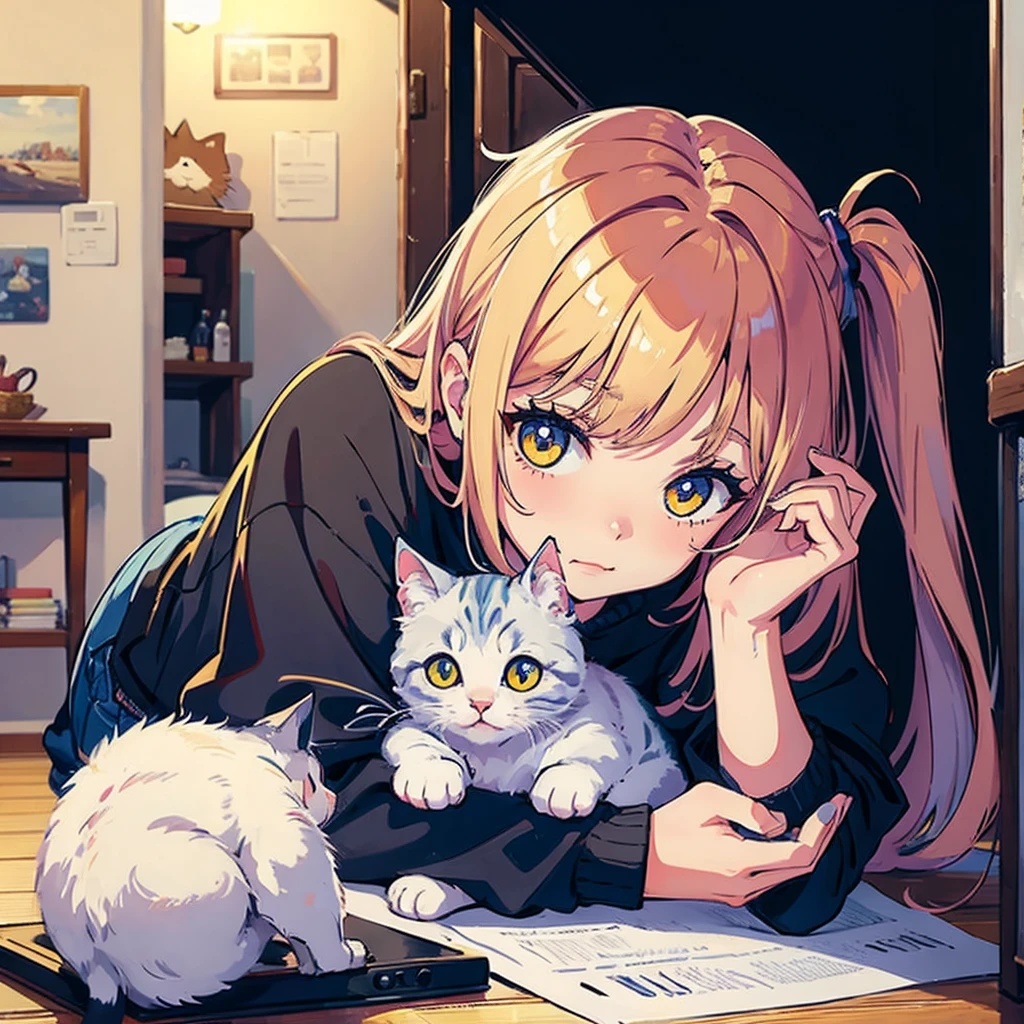 cute cat, kitten, art style