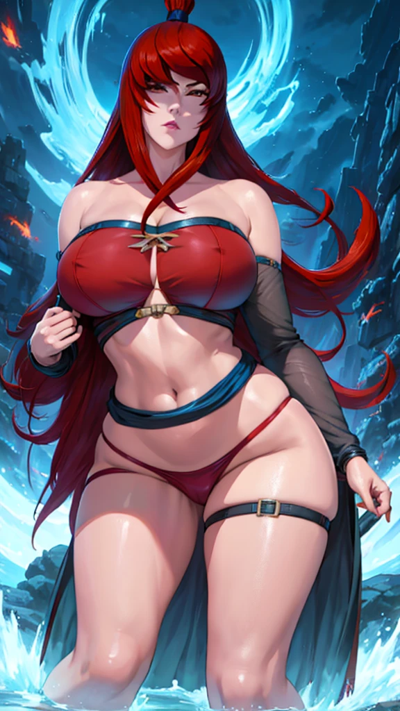 a close up of Mei Terumi from Naruto with red hair, sexy body, large breasts, beautiful character painting, guweiz, artwork in the style of guweiz, red haired deity, by Yang J, epic exquisite character art, stunning character art, by Fan Qi, by Wuzhun Shifan, guweiz on pixiv artstation