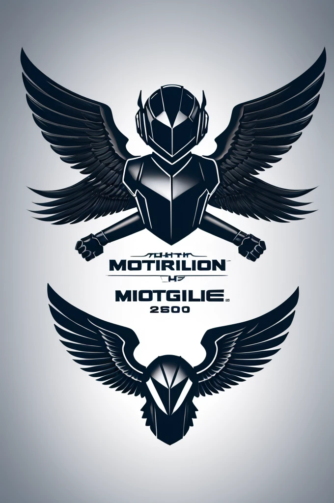 Motorized logo with helmet and wings