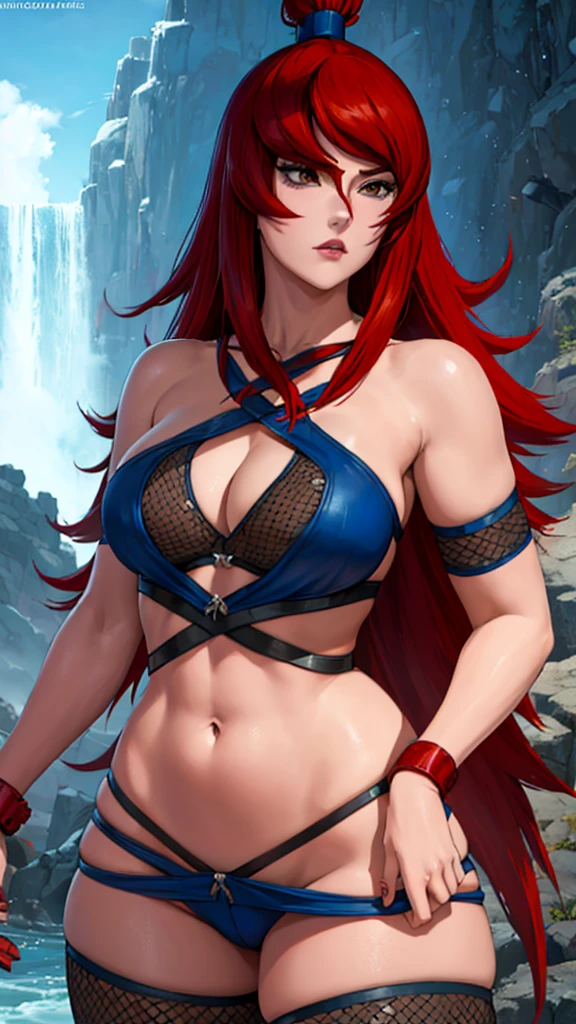 a close up of Mei Terumi from Naruto with red hair, sexy body, large breasts, beautiful character painting, guweiz, artwork in the style of guweiz, red haired deity, by Yang J, epic exquisite character art, stunning character art, by Fan Qi, by Wuzhun Shifan, guweiz on pixiv artstation