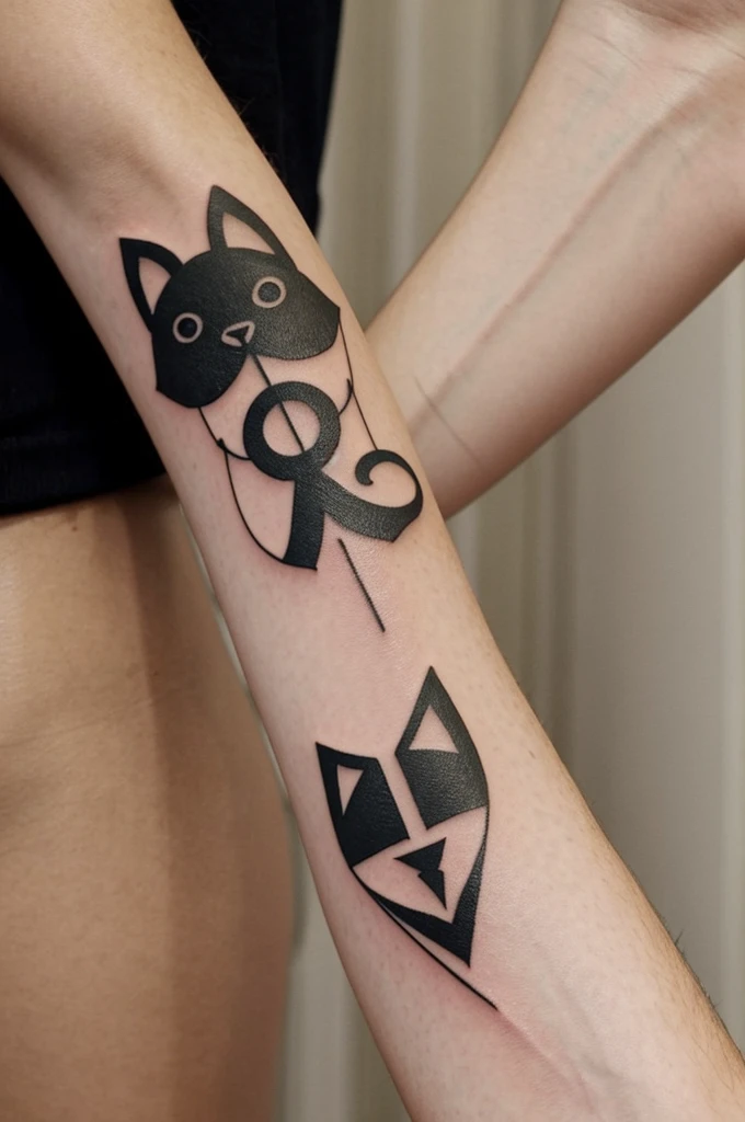 An arrow-shaped tattoo that has the initials C.r.A.S.I and a puppy footprint
