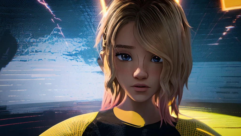 anime girl, fully body, gasoline, Capa do álbum Anime Phonk Brain Sick, music, sound waves, with neon yellow and black colors