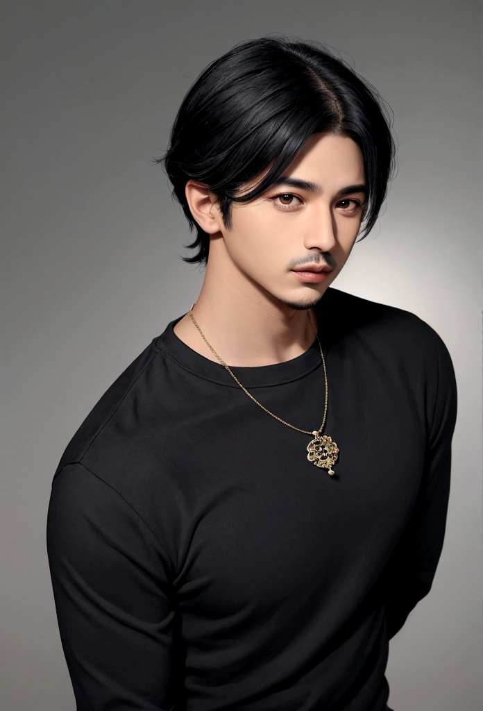  Chico chispanic , black hair, high, Moreno , two facets , Casual clothes , joven 