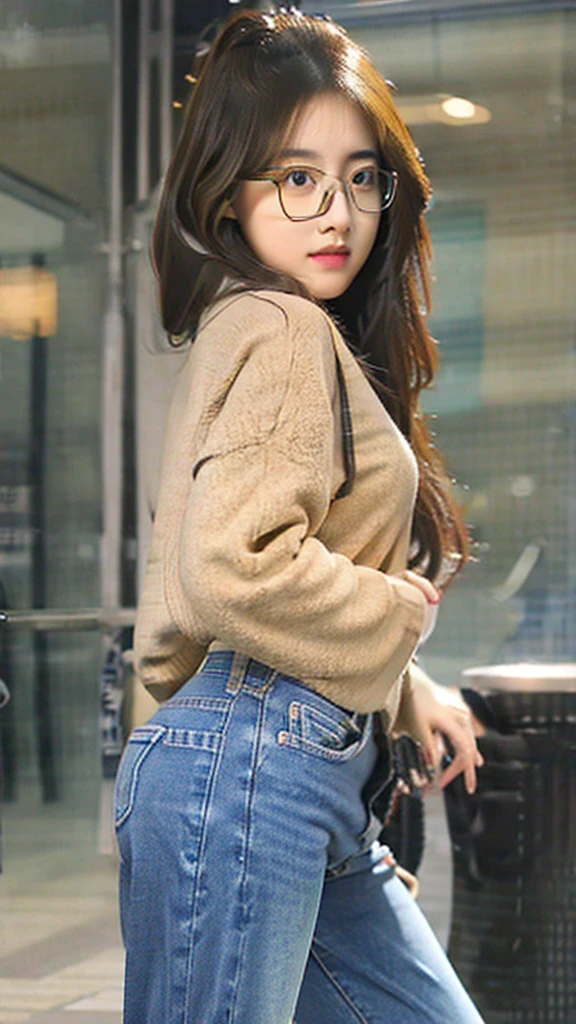 wavy little long hair, miniskirt, model style,