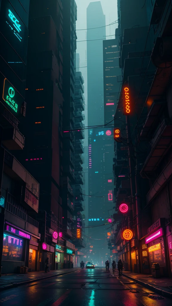 Cyberpunk city of science fiction film, empty street, natta, view of a building, old store, irregular, circuit boards, wires, intricate, super detailled, realisitic, hyper realisitic, high qualiy, better, super detaill , crazy detail, very detailled, photorealisitic, epic composition, better quality, 32K --v 6