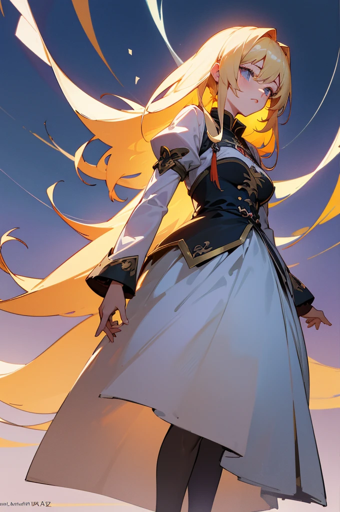 absurderes, high resolution, ultra detaild, 1 girl, standing alone, extremely detailed eyes, Woman,long blonde hair,white gown, Guweiz, Detailed digital animation artwork, Rostland 8K, Ross trance style, 4K anime-style, Guweiz on ArtStation Pixiv, guweiz on pixiv artstation, High-quality, detailed artwork in 8K, beautiful fantasy anime, 4k anime art wallpaper, 4k anime art wallpaper