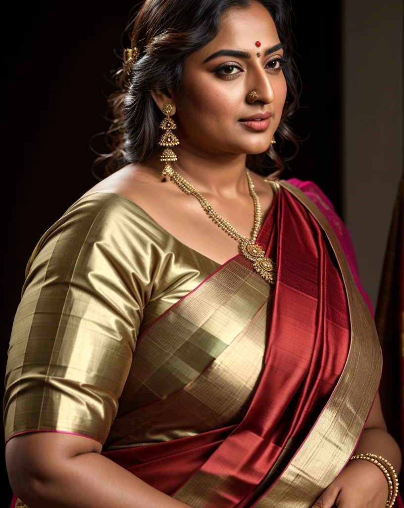 Photographic recreation shoot Inspired from art by mohanan manimala, best quality, modelshoot, profile photoshoot, mastershot, model photography, retouched, movie stills shoot, modelshoot Inspired by art of mohanan manimala, revealing clothes, her exposed charming figure, appealing physique, pale skin, Beautiful lady, extremely gorgeous woman, mallu traditional wear, party wear, summer party wear, designer saree, sexy woman, wedding party wear, hot sleeveless blouse, sexy designer dress, designer blouse, braless, hot party wear, spotless skin, designer sari, fashion saree, 45 years old, sexy sleeveless blouse, armpits exposing, modern Indian aunties, sexy Indian housewife, desi bhabhi hot, sexy giant woman like figure, seductive body, wearing palla, Indian traditional bandeau crop top bra, huge breast, milk tank, mallu woman, mallu actress, mallu aunty, mallu sari model, mallu actress, lusty, perfect thick body, fleshy figure, highly detailed, intricate, flawless, pheromones dropping figure, seductive expression, beautiful face, juicy figure, perfect face, perfect eyes, perfect fingers, round shaped face, curvy, skin texture, hot, small hairs on armpits visible, unshaved underarm, armpit crease, captivating, lusty, charming, attractive figure, mature woman, Kerala model, Kerala actress, nails can be hidden, queen of Lust, High clarity eyes, gigantic figure , extremely seductive, extremely seductive dress,