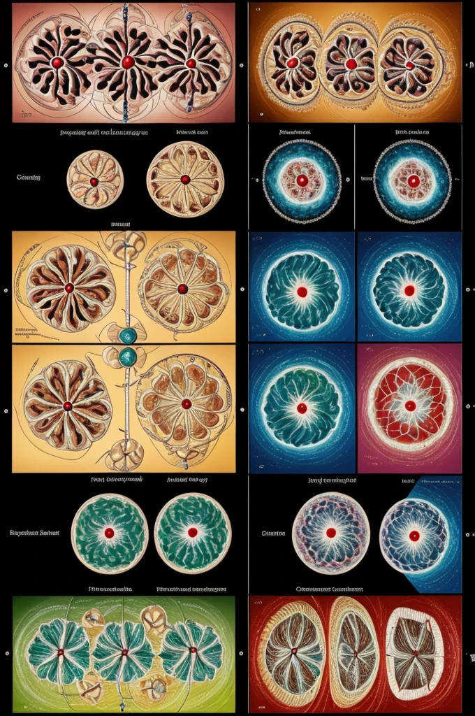 The phases of mitosis and meiosis of the chromosomes during the process 