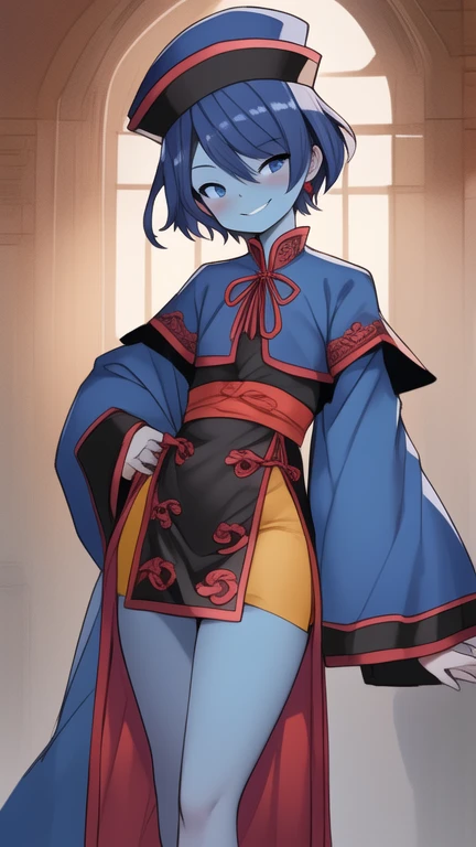 (masterpiece, Highest quality:1.2), Cowboy Shot, alone, 1Other, Lung-hsien, Both have, Virtual YouTuber, Shame face,?mark, View your viewers, Ahoge, Single Blade, Chinese clothing, pants, Earrings, Bare shoulders,Nipples are thin and see-through,Teasing the nipples,