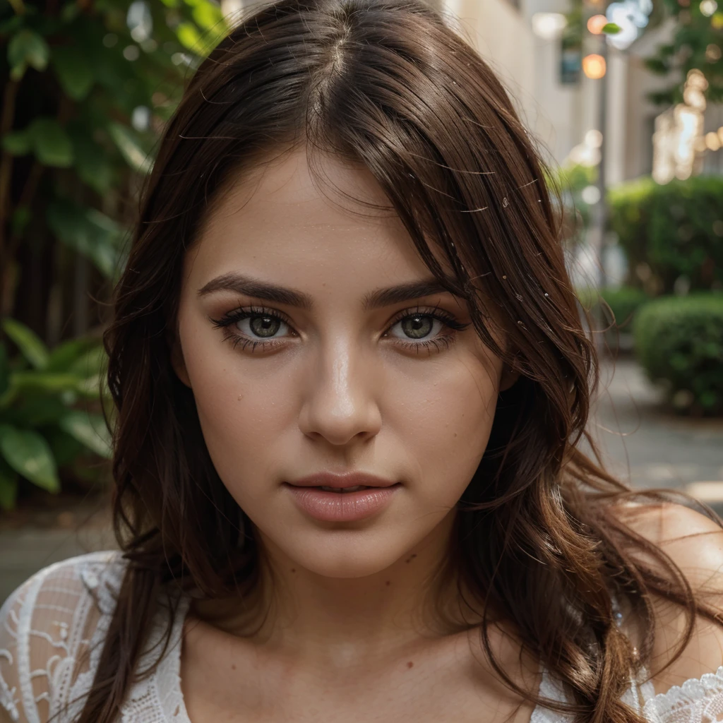 beautiful detailed eyes, beautiful detailed lips, extremely detailed face and eyes, long eyelashes, 1 woman, beautiful argentinian woman, sensual and gorgeous woman, seductive gaze, casual clothing, (she eating a candy), outdoor scene, looking at camera, detailed beautiful face, full body, makeup, best quality, 4k, 8k, highres, masterpiece:1.2, ultra-detailed, realistic, photorealistic:1.37, HDR, UHD, vivid colors, studio lighting, professional, portrait