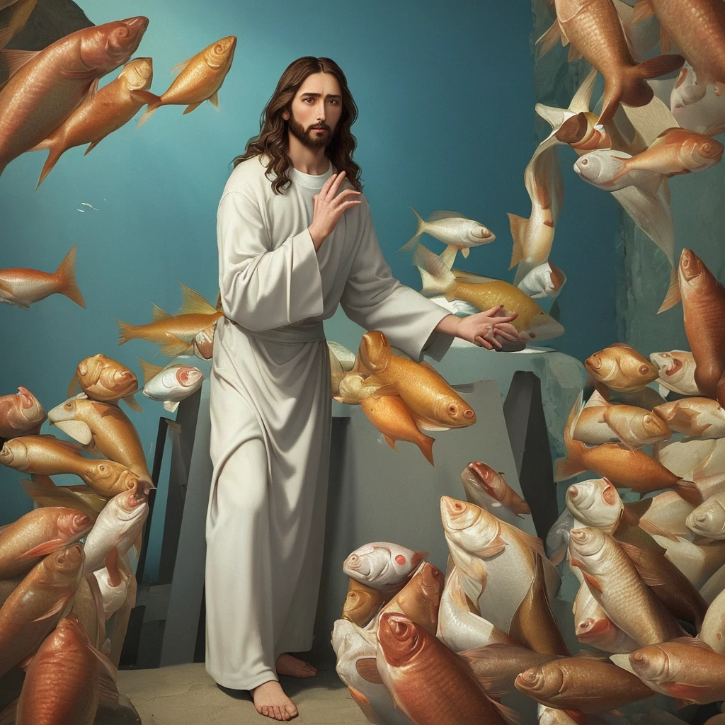 Jesus in the multiplication of loaves and fish