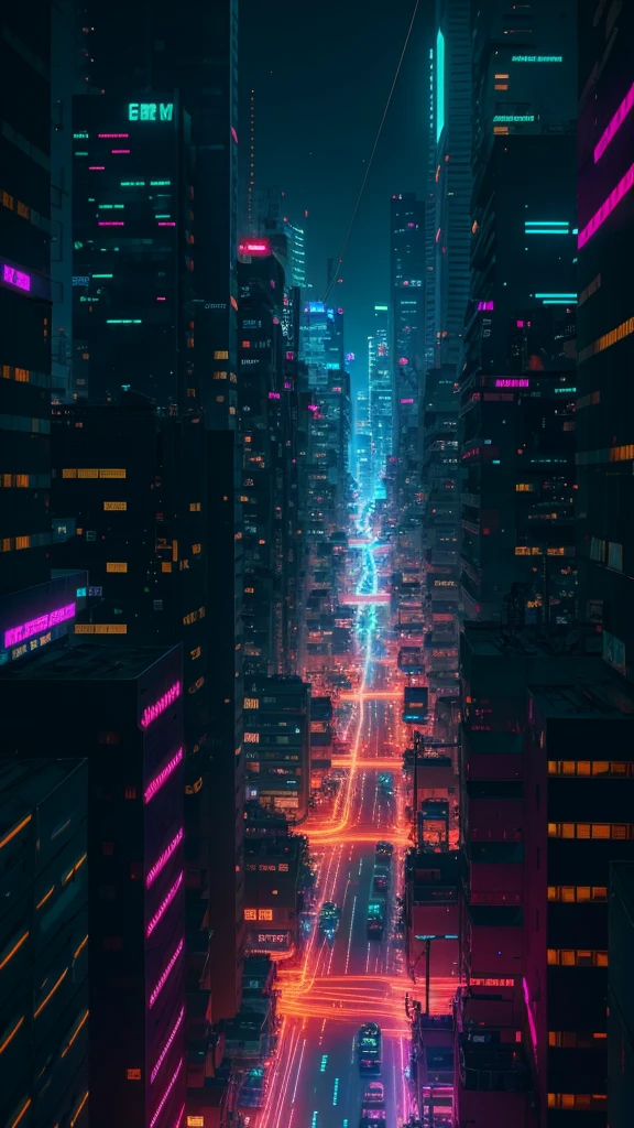 Cyberpunk city seen from 20 meters above, empty street, natta, old store, irregular, circuit boards, wires, intricate, super detailled, realisitic, hyper realisitic, high qualiy, better, super detaill , crazy detail, very detailled, photorealisitic, epic composition, better quality, 32K --v 6