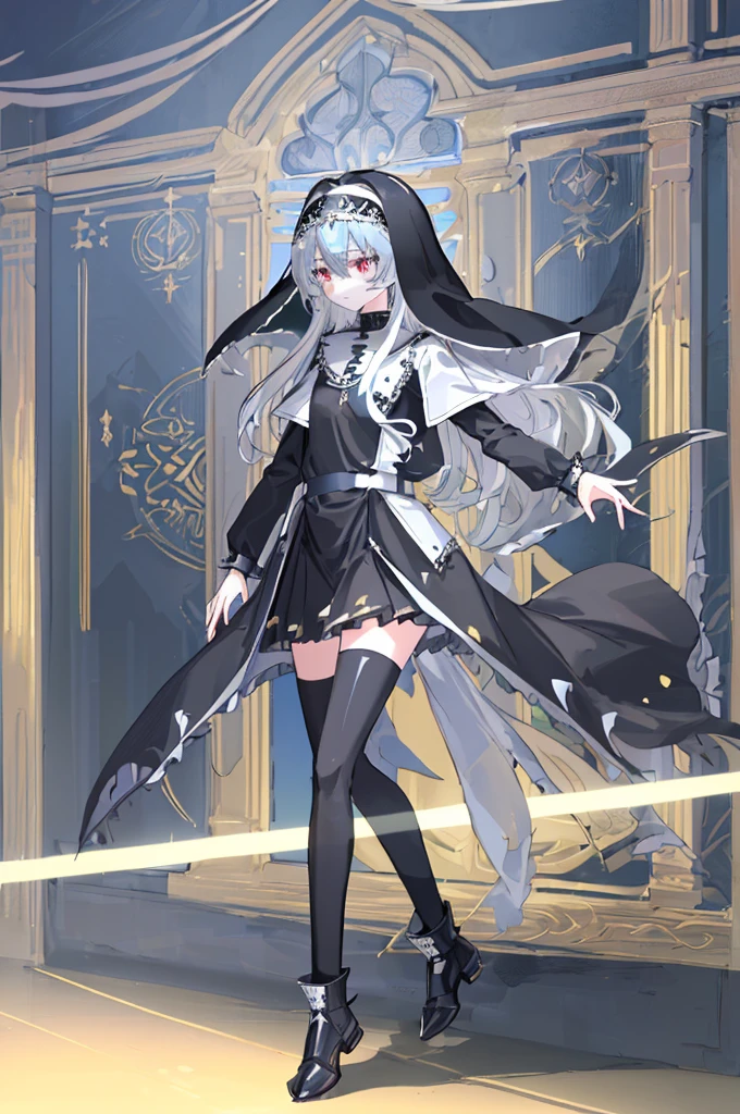 ((Masterpiece  Highest quality, accurate, UHD)), (character concept, character sheet: 1.2), line art, detailed character sheet, anime studio style, standard quality, ((Simple background), (Grey background:1.5), (sketch art:1.2)), (do not go beyond the edges of the image:1.65), (rating:safe), ((multiple view:1.31)), (full body:1.28), ((accurate ???????, best anatomy hands, accurate eye, best anatomy eye)), detailed face,  3 different angles, body parts  Highly detailed, full esbian body, full of details, multiple items, multiple poses and expressions,  
  1 girl, medieval character
  She covered all her hair with a white headscarf, She wore a white and black monastic robe. holding a magic wand, Her expression looked calm.