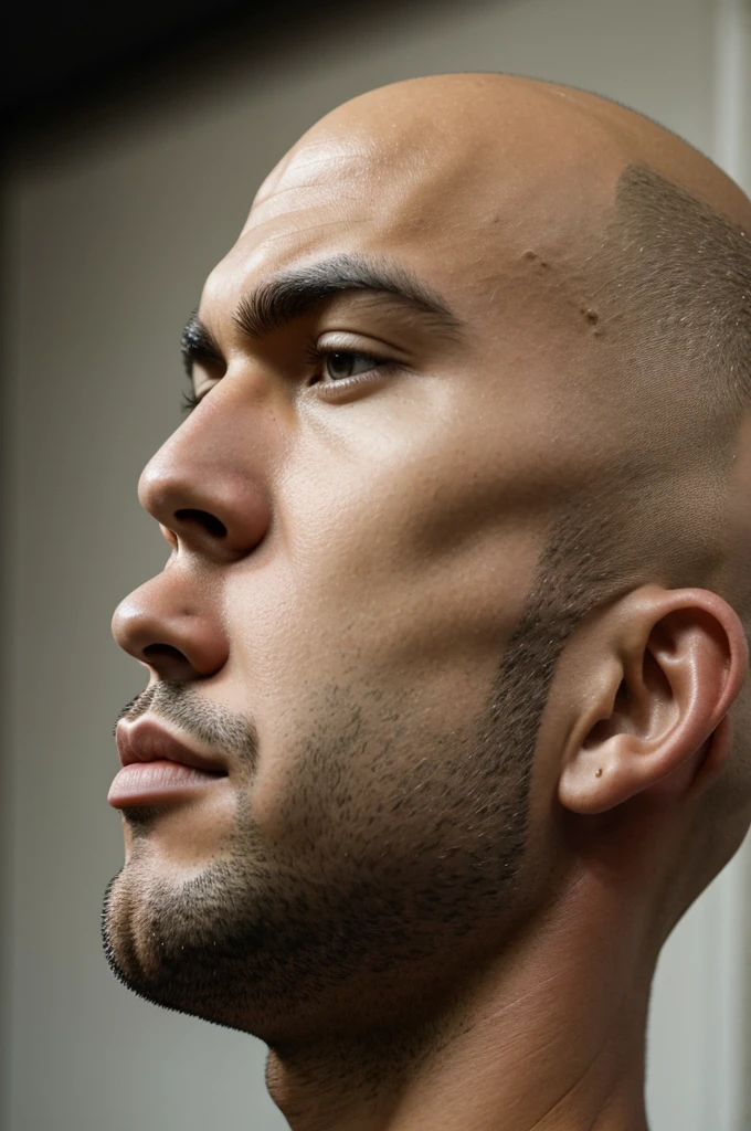 Give me the profile of a bald man