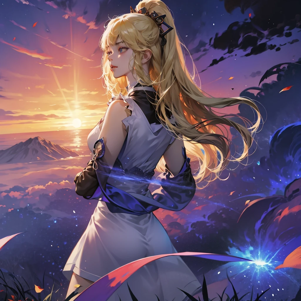 absurderes, high resolution, ultra detaild, 1 girl, standing alone, extremely detailed eyes, Woman,long blonde hair,white gown, Guweiz, Detailed digital animation artwork, Rostland 8K, Ross trance style, 4K anime-style, Guweiz on ArtStation Pixiv, guweiz on pixiv artstation, High-quality, detailed artwork in 8K, beautiful fantasy anime, 4k anime art wallpaper, 4k anime art wallpaper