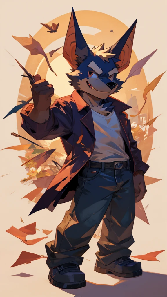 A male furry bat is dancing to "Fatal trouble" by enhypen.  He is wearing a short jacket, semi-transparent white t-shirt and baggy jean