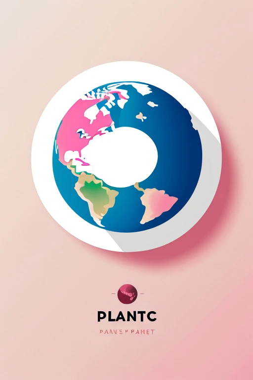 Generate a planet earth themed logo with pink and minimalist details