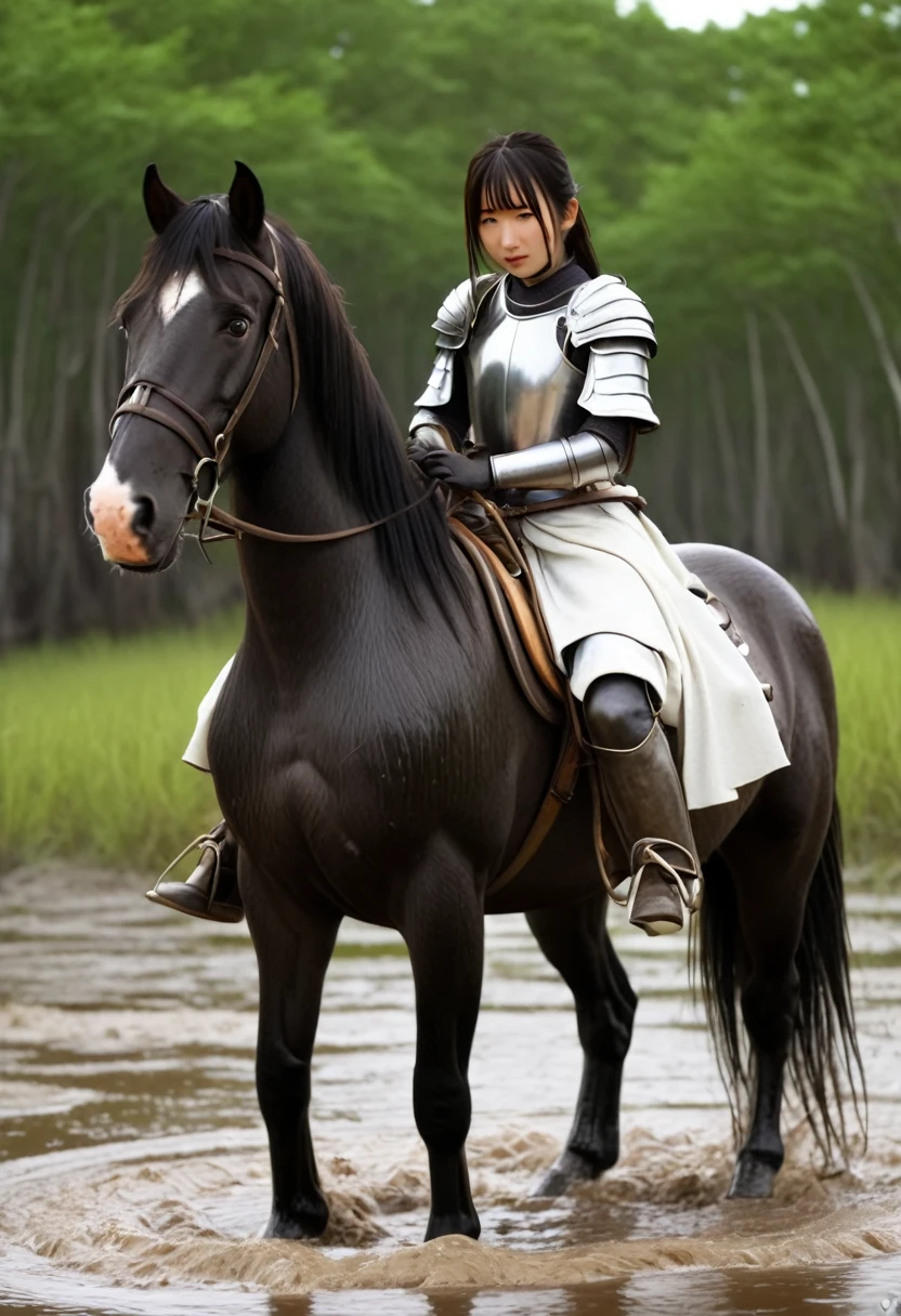 (((masterpiece))),(((Highest quality))),((Tabletop:1.4, Highest quality)), (Realな写真:1.4),
((1 cute girl knight)),rodeo,
(超High resolution:1.2),, wonderful, Very detailed CG Unity 8k wallpaper, Very detailed, High resolution,draft horse ridden by japanese cute girl,tight,
Cold Light, Beautiful detailed girl, Droopy eyes,Very detailedな目と顔, Beautiful and exquisite nose, Beautiful and exquisite, draft horse ridden by a girl can't move in swamp because horse and girl soak in the sticky muddy deep:10.0 , horse falls down ,looks pained ,Displeased face:4.0,Real,Anatomically correct