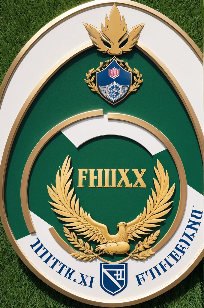 Football sports club shield in written circle format "Fênix FC" with a phoenix in the middle