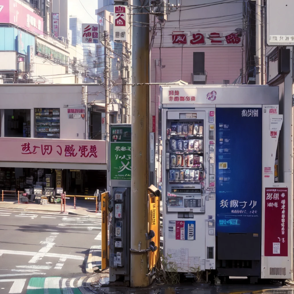 there is a vending machine on the side of the road, japan travel aesthetic, cyberpunk streets in japan, 90s japan, in tokio, hyperdetailed photo, japanese downtown, in the streets of tokyo, in a tokyo street, japanese street, by Narashige Koide, tokyo japan, japanese neighborhood, trending in japan, sakimichan