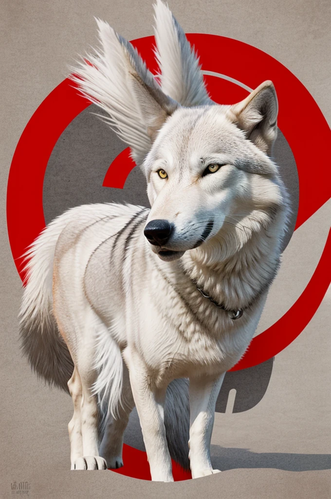 Furry Logo Gray white wolf with red short hair in a circle Heading in a circle Alpha-Stormy-Faith@Stormy.featuring