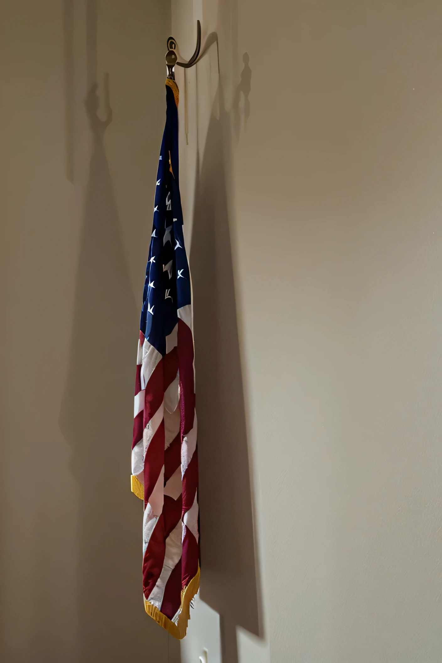 united states flag hanging on wall 