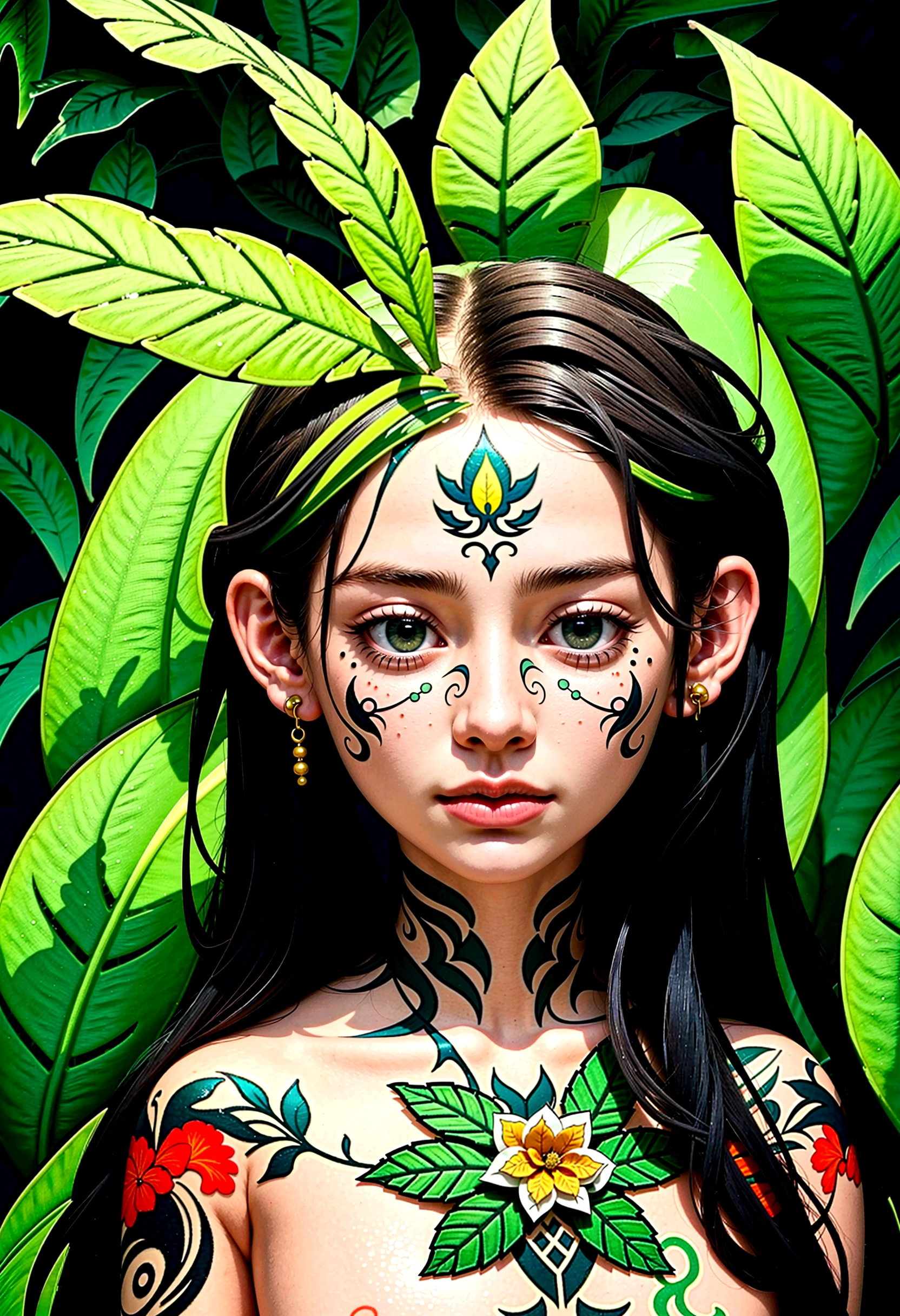 a nomadic mystic man, dominance of , medium , reincarnation of leaves, male, cute, happy, (best quality,4k,8k,highres,masterpiece:1.2),ultra-detailed,(realistic,photorealistic,photo-realistic:1.37),detailed eyes,detailed lips,extremely detailed face,long eyelashes,intricate tattoos,flowing hair, leaves,smoke,glowing aura,vibrant colors,warm lighting,natural environment,organic textures,fantasy art style
