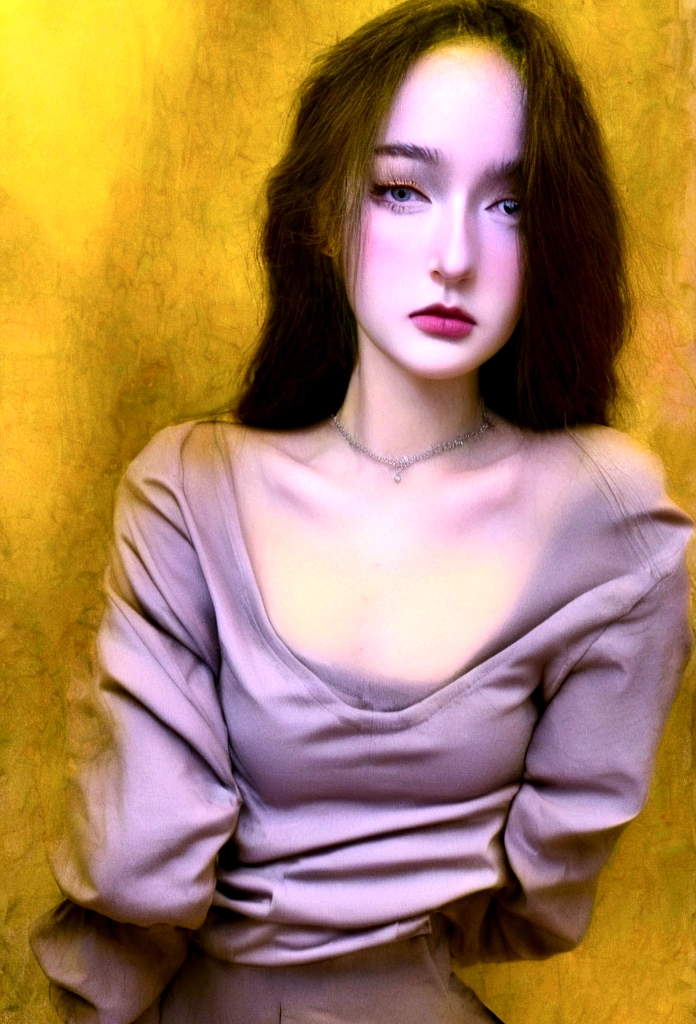 Femme portant un débardeur blanc et un collier, Fille  aux yeux vert, peau bronzée, Portrait , cheveux bruns et grands yeux, selfie ;une jeune femme, yeux de la chambre, Violette Myers, sans maquillage, Maquillage naturel, regardant directement la caméra, maquillage subtil, Impresionante photo de corps entier, yeux vert perçants, belle angle, pose attrayante, Mignonne , pose , Image du corps entier, corps entier, séance photo sur tout le corps, déesse brune, Détail élevé, Pose satisfaite, pantalon en cuir, photo réaliste, origine nordique de lest
