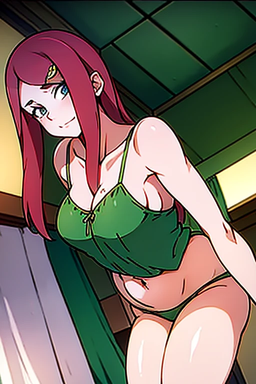 girl , beautiful , ,green cotton  ,beautiful green cotton , beautiful thighs, green cotton  medium thighs, age 25 years, ROOM , excited, siendo hypnotized por el pendulo, pendulum hanging from the ceiling of the room , the girl is looking at the pendulum, hypnotized,  ,  with his fingers , pleasure face