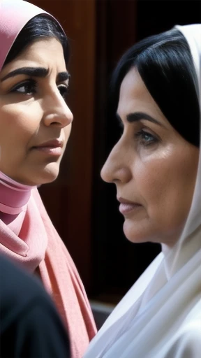 group of lebanese women gathered, focus on face.