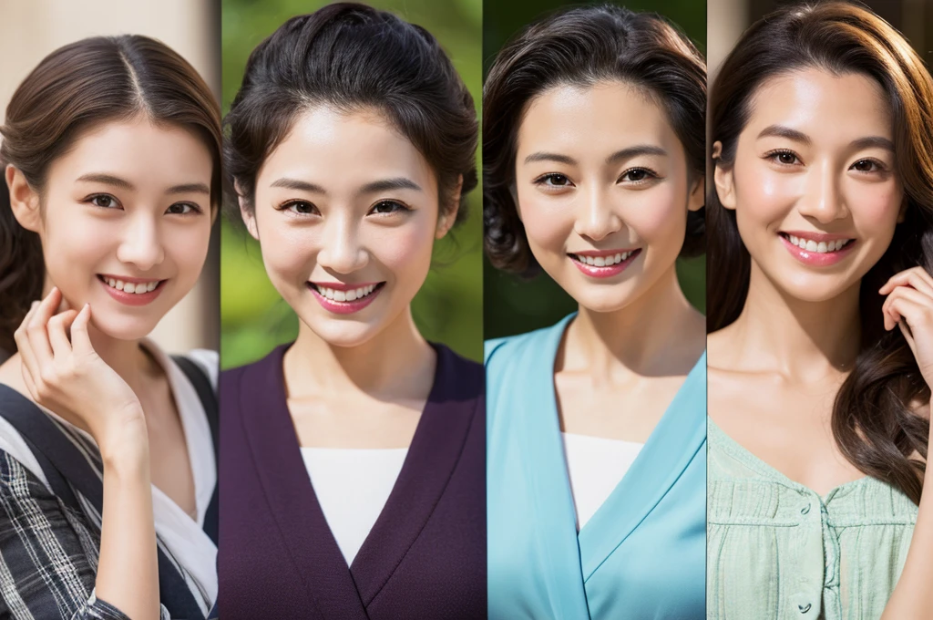 Highest quality、Masterpiece、8K、Japanese women、40s、smile、Slender figure、Realistic Face、Realistic hands、Detailed face、Three Women