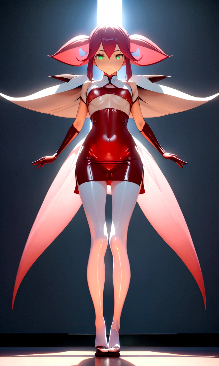 (master part), (best quality), (high resolution) , (ray tracing),  Ahsoka Tano, adolescent,Perfect Anatomia , padawan clothes, Red sheer panties, tube top, diaphragm, miniskirt, white pantyhose