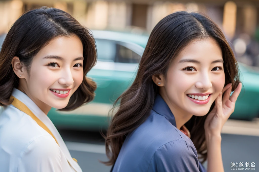 Highest quality、Masterpiece、8K、Japanese women、40s、smile、Slender figure、Realistic Face、Realistic hands、Detailed face、Three Women、Keep your distance