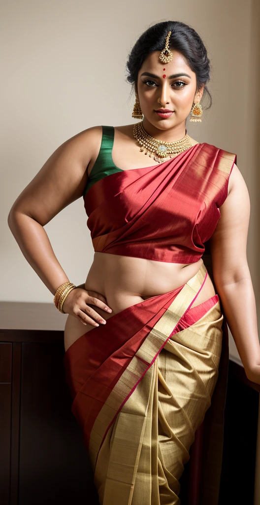 Foto RAW, photorealistic, photography, full body shot, master shot, goddess like beauty, perfect thick chubby mallu Desi aunty bhabhi, Wearing a Stanapatta, a chest-band.Saree model, model Photography, Indian saree shoot, Indian traditional wear advertising photography, traditional wear brand shoot, face of Indian actress Sonakshi Sinha, masterpiece, realistic, realism, incredible details, pleasure, photorealism, detailed skin, skin pores, high contrast, photorealistic Artstation 8k HD digital art trend of high definition and detailed realistic skin texture, ultra detail, realistic skin texture, armature, best quality, ultra high definition, (photorealistic:1.4),, high resolution, detail, raw photo, Re sharp, by Lee Jefferies Nikon D850 Film Stock Photo 4 Kodak Portra 400 Camera F1.6 Lens Rich Color Ultra Real Realistic Realistic Textures Dramatic Lighting Unreal Engine Trending at Art Station Cinestill 800,(pele altamente detalhada: 1.2), 8k UHD, DSLR, soft-lighting, alta qualidade, grain of film, Fujifilm XT3,she didn't like to wear blouse or bra, she happy to wear only saree, she hates blouse or bra,