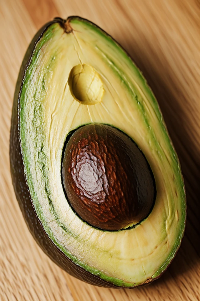 Create a rotten avocado with eyes and eyelashes 