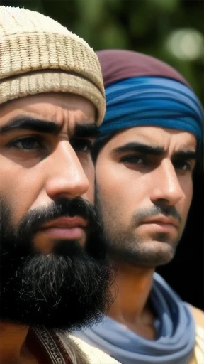   group of Judaean man gathered, focus on face.