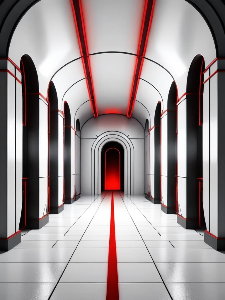 tunel, infernal themed futuristic background image, palacio hell, symmetrical image, hell, White wall, negro, red