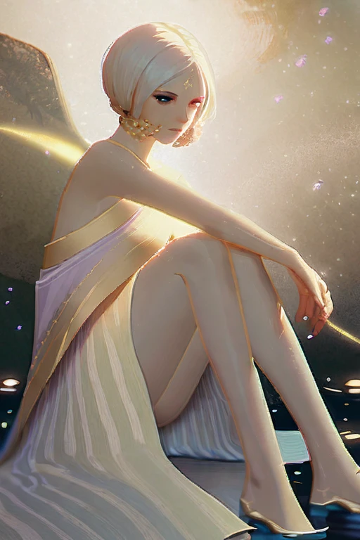 ((Лучшее качество)), ((шедевр)), (подробный), The girl is naked, sitting on her knees