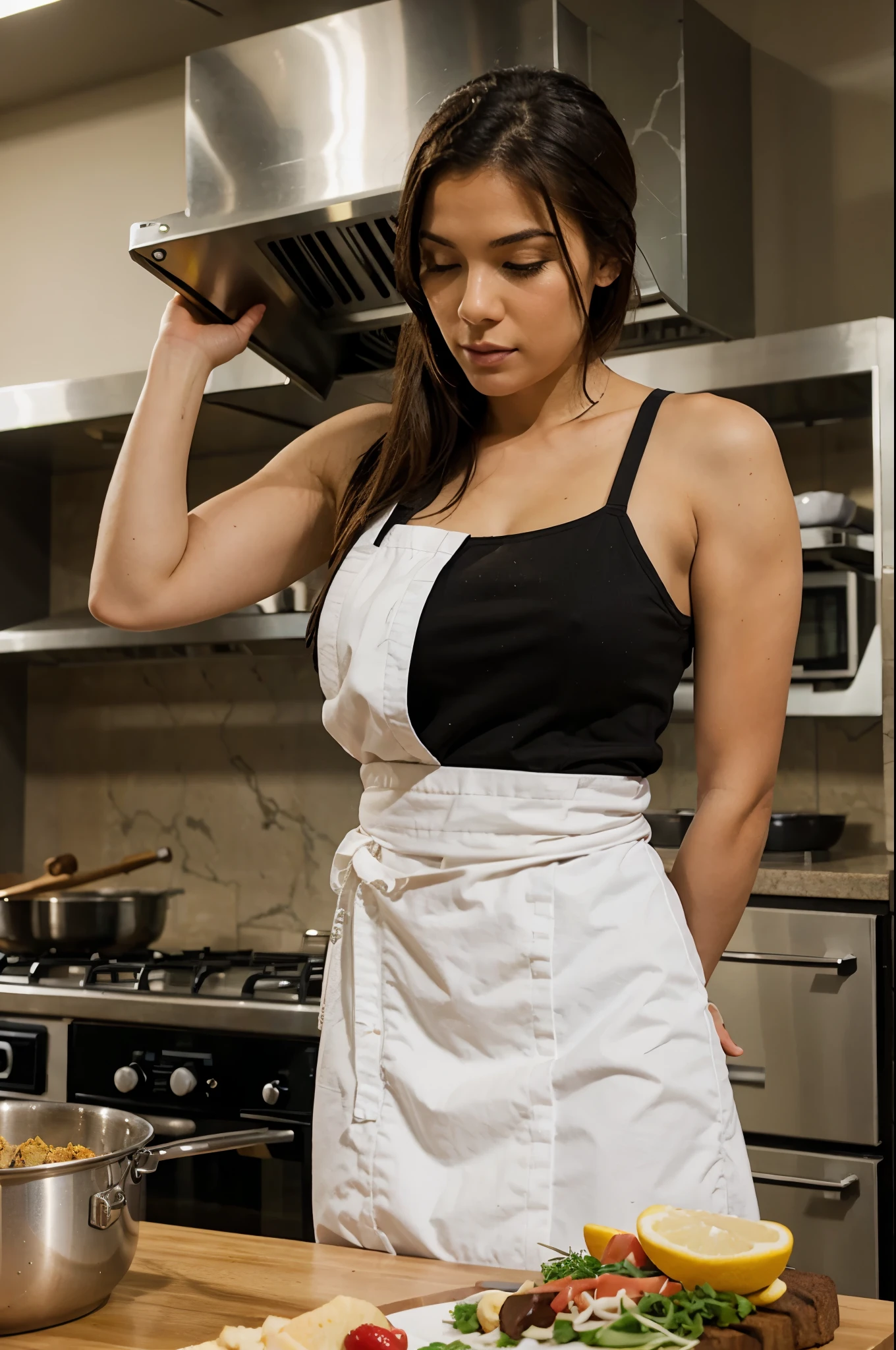 chef-d'œuvre, Qualité d'image supérieure, Haute résolution, performance solo, Belle fille italienne en vêtements de fitness ajustéontrant ses abdominaux et ses courbes toniques. Le soutien-gorge de sport blanc met en valeur le côté , Seins pleins. Le short blanc flotte à 10 cm au-dessus du genou, Montrer son bronzage, Jambes de sport. Mise au point en gros plan: Transpiration, homme muscle, Reposez-vous après un exercice intense. Toujours radieux même lorsqu'on est fatigué, Il est couvert de sueur.，Brillant sous les lumières crues de la salle de sport. Sa poitrine monte et descend avec sa respiration, Montrant ses abdominaux ciselés et son superbe corps tonique