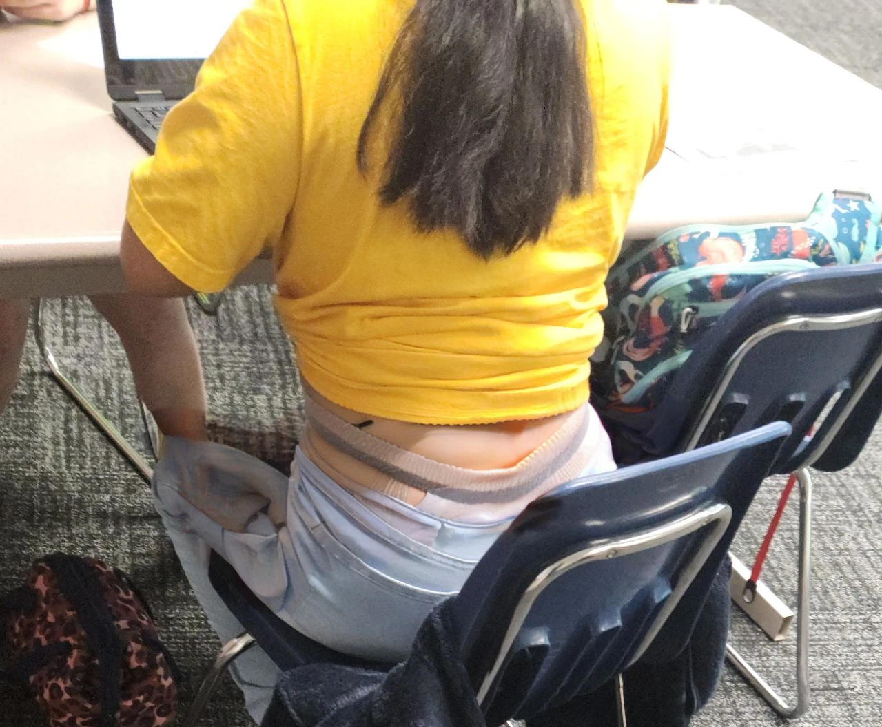 Cute tan Chinese girl wearing glasses, panties