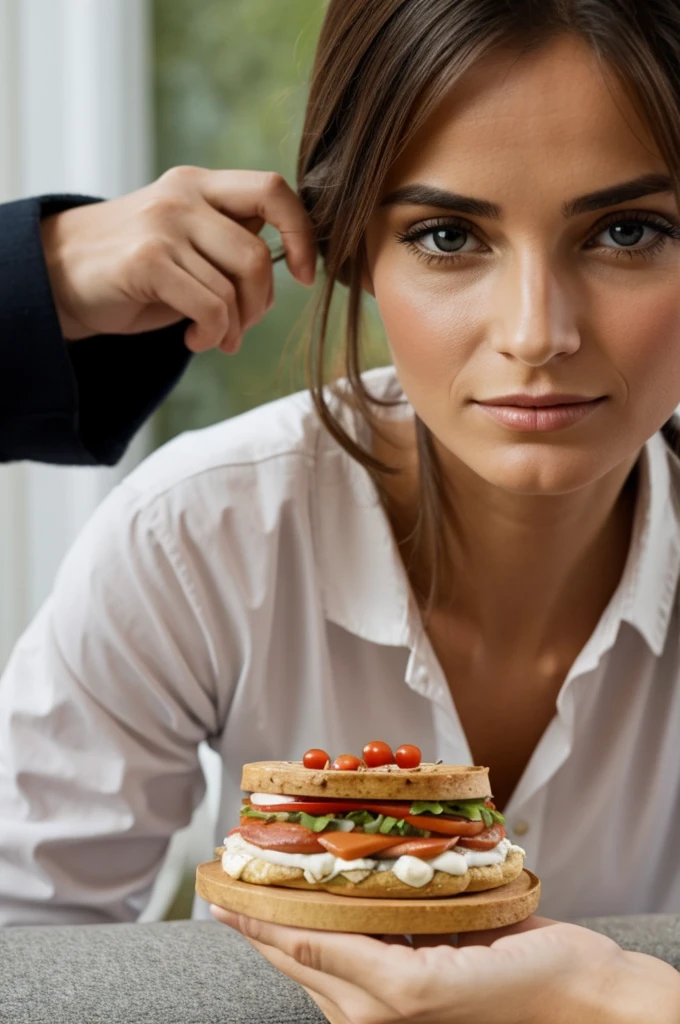 Une femme peu vêtues devant un canape