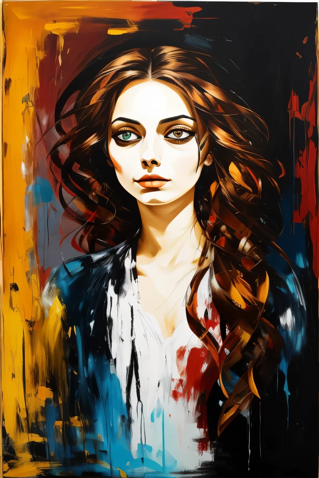 A painting of a dead woman with wide-open eyes