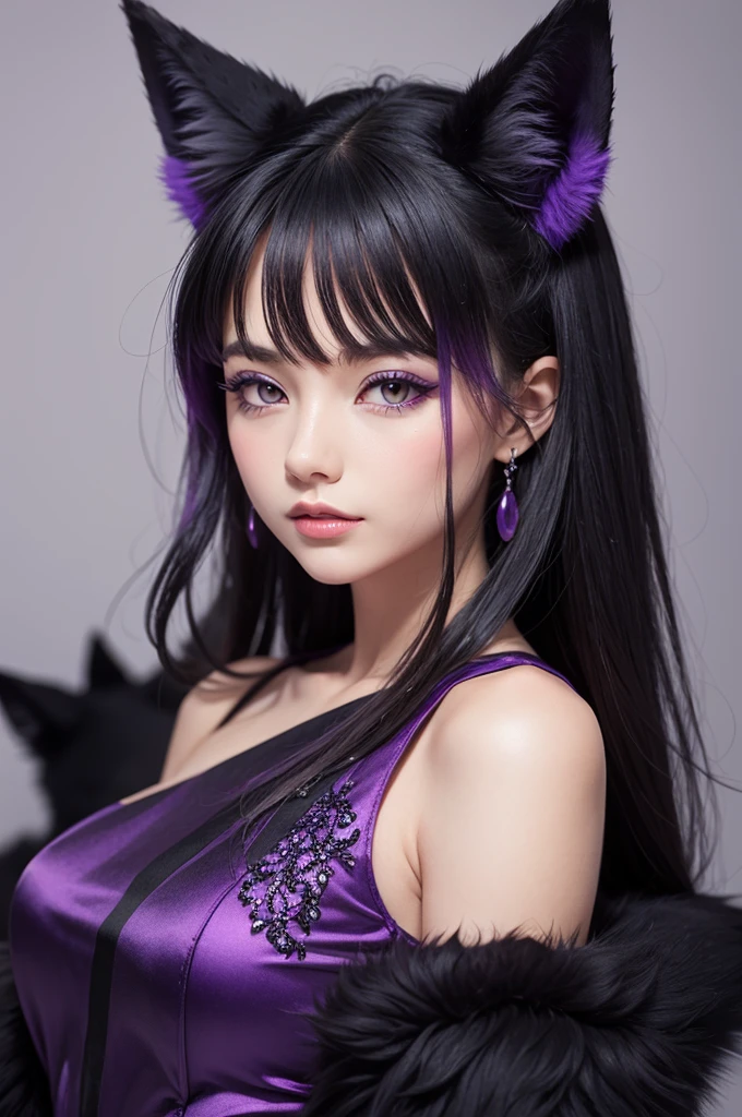 Black fox with purple details 