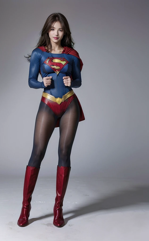 No background、(((Beautiful legs in black tights.)))、(((Legally express the beauty of your smile)))、((((Make the most of your original images)))、(((Body-hugging Supergirl costume)))、(((Supergirl Costume)))、(((Beautiful Hair)))、(((suffering)))、(((Please wear black tights....、Wear red boots)))、((Best image quality、8K))、((Highest quality、8K、masterpiece:1.3))、(((Preserve background )))、Sharp focus:1.2、Beautiful woman with perfect figure:1.4、Slim Abs:1.2、Wet body:1.5、Highly detailed face and skin texture、8K