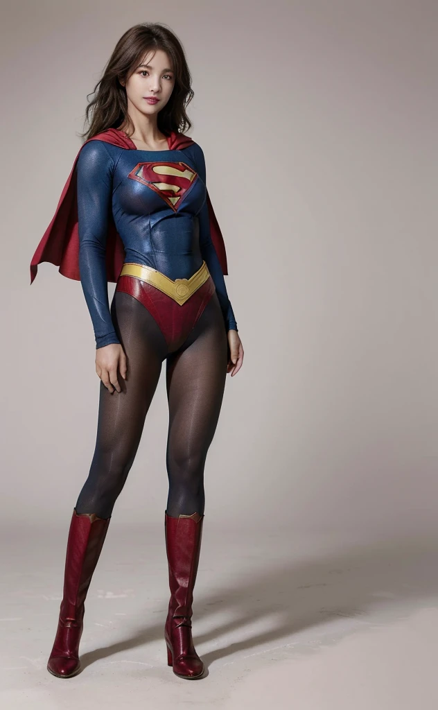 No background、(((Beautiful legs in black tights.)))、(((Legally express the beauty of your smile)))、((((Make the most of your original images)))、(((Body-hugging Supergirl costume)))、(((Supergirl Costume)))、(((Beautiful Hair)))、(((suffering)))、(((Please wear black tights....、Wear red boots)))、((Best image quality、8K))、((Highest quality、8K、masterpiece:1.3))、(((Preserve background )))、Sharp focus:1.2、Beautiful woman with perfect figure:1.4、Slim Abs:1.2、Wet body:1.5、Highly detailed face and skin texture、8K