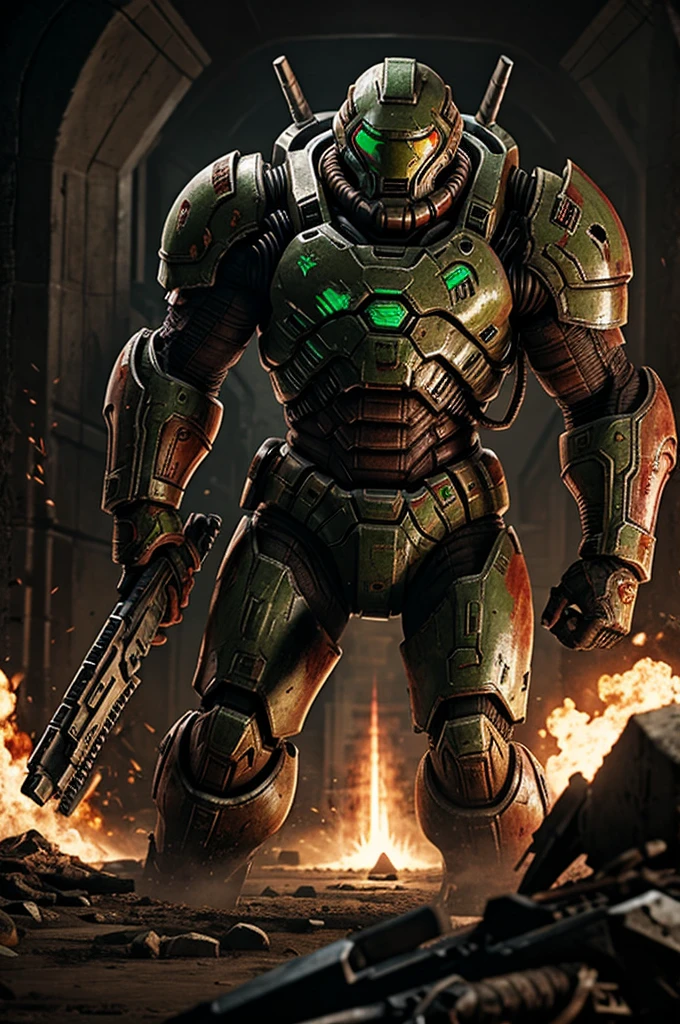 Doom slayer killing demons 