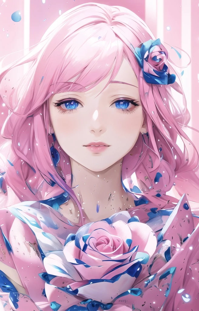 anime girl with blue eyes and pink hair holding a rose, anime digital art, stunning anime face portrait, beautiful anime face, beautiful anime portrait, anime art wallpaper 4k, anime art wallpaper 4 k, beautiful fantasy anime, beautiful anime girl, digital anime art, anime style 4 k, beautiful anime, beautiful digital art, gorgeous digital art, very beautiful digital art