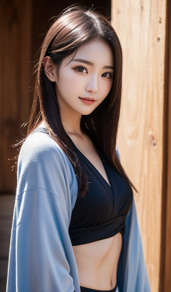 ((best qualtiy、8k masterpieces:1.3))、sharp focus:1.2、(ultra beautiful faces:1.0)、(Slender Abs Beauty:1.0)、(shinny skin:1.0)、photos realistic、A dark-haired、Video Lighting、High-definition eyes and face、Video Lighting、(cowboy  shot:1.3)、swim wears、(Korean Cute Actress)、from the front side、medium large 、A slight smile、 in kimono
