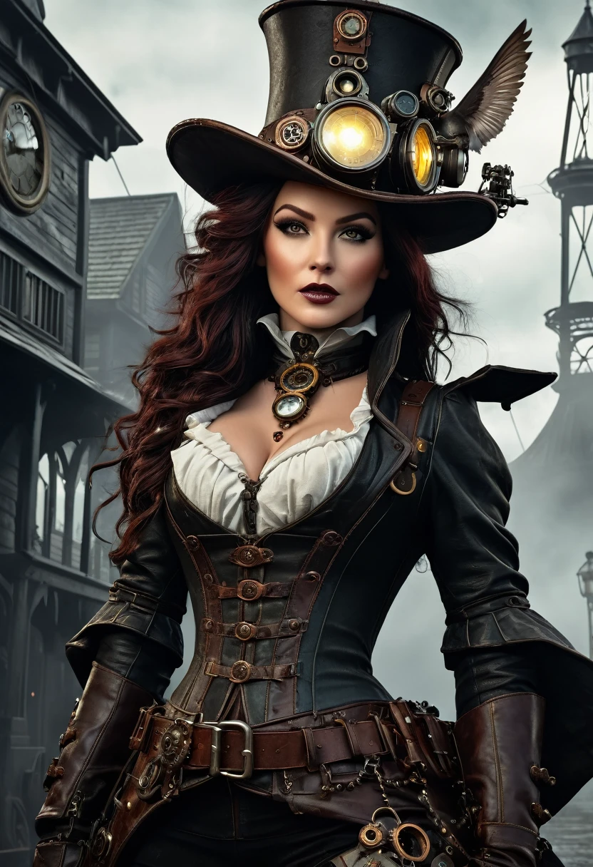 Van Helsing, steampunc, Dark Fantasy, high detail, hyperrealistic, cinematic frame